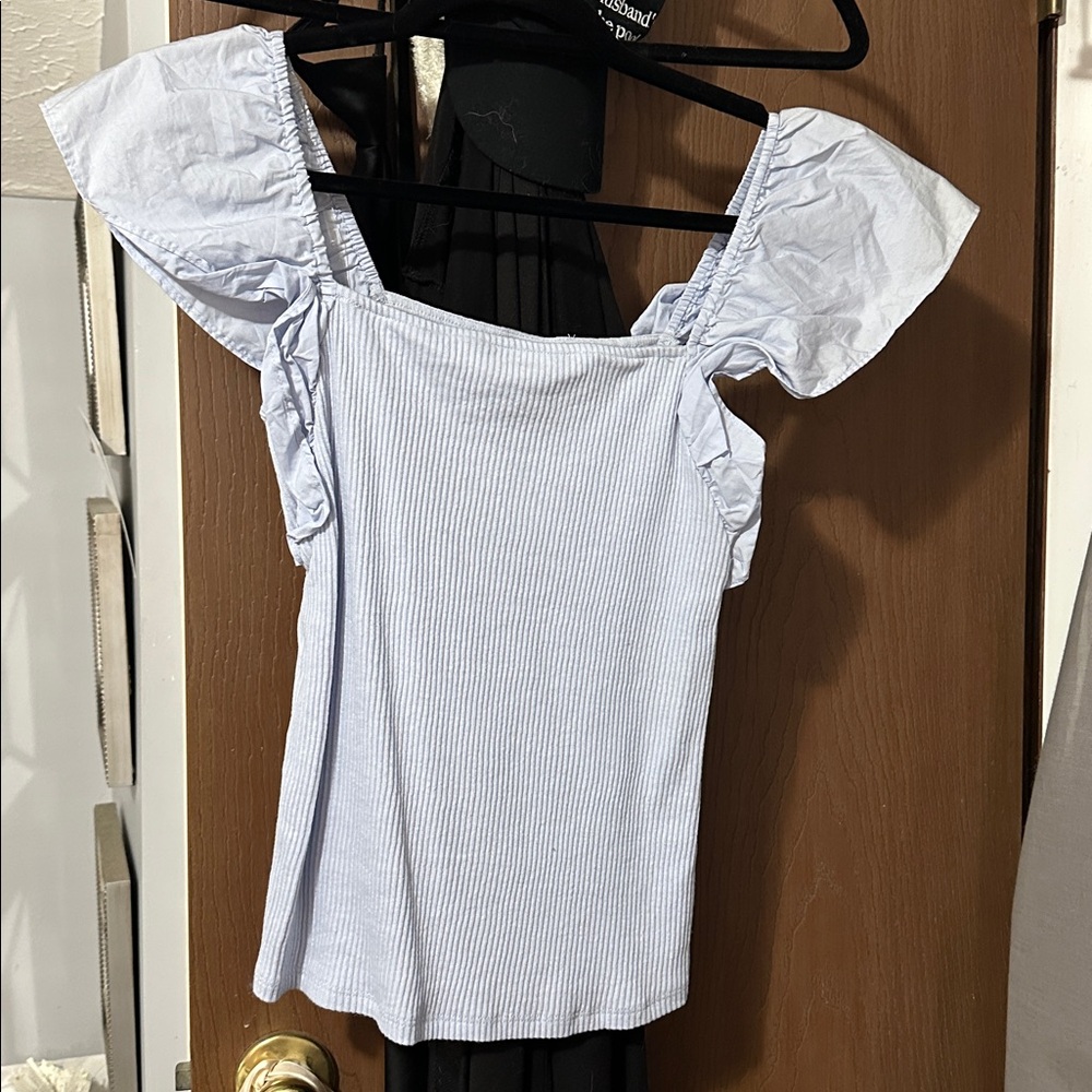 A New Day Light Blue Ribbed Top
